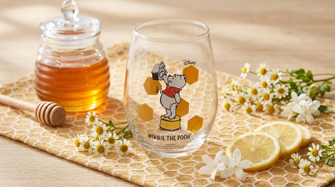 【winnie the pooh/くまのプーさん】コロッと丸いしずく型のグラス 　丸グラス