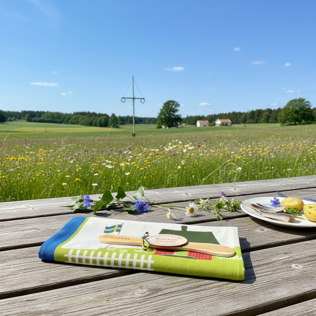 【スカンジナビスク・ヘムスロイド/Skandinavisk Hemslojd】プレゼントパック/キッチンタオル＆バターナイフセット