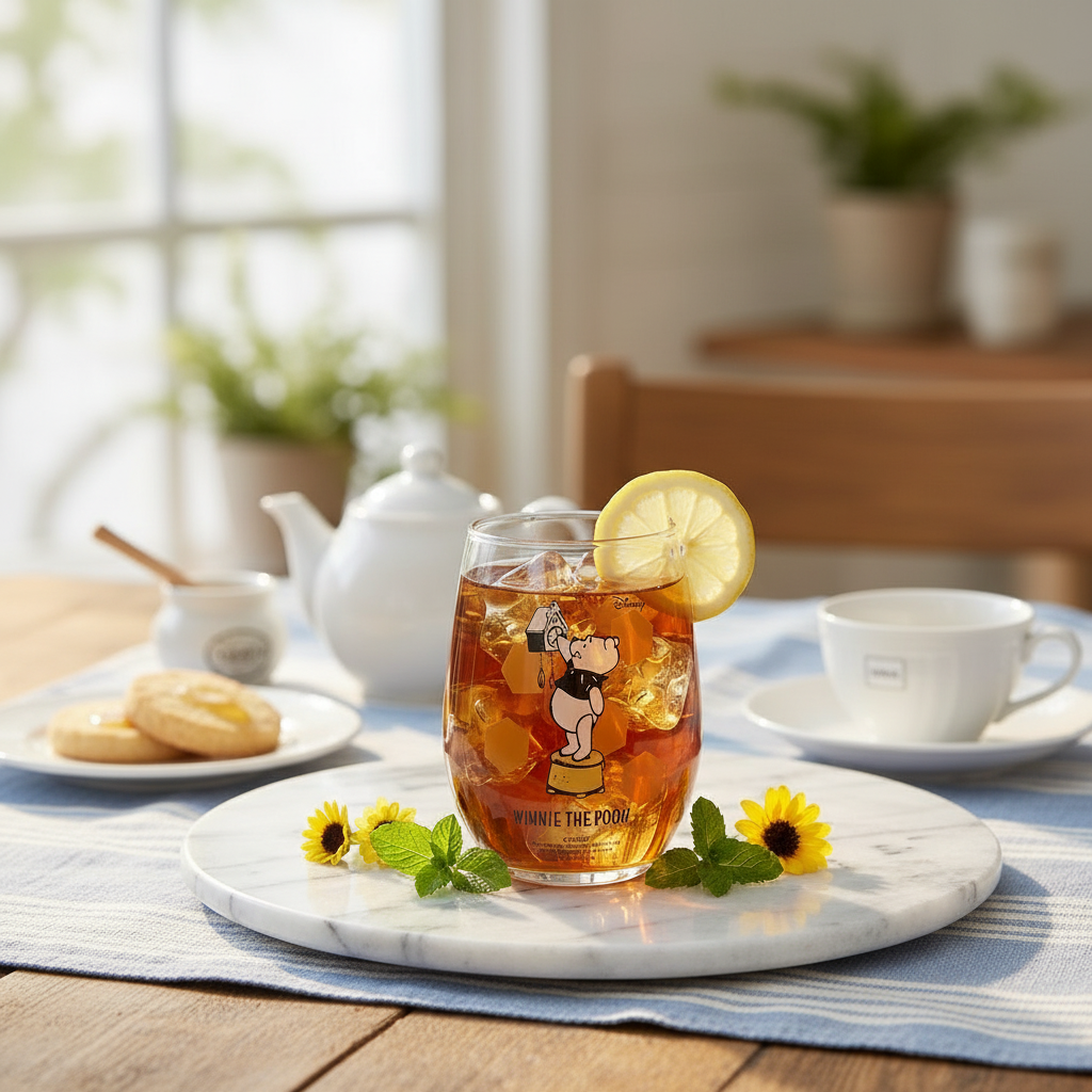 【winnie the pooh/くまのプーさん】コロッと丸いしずく型のグラス 　丸グラス