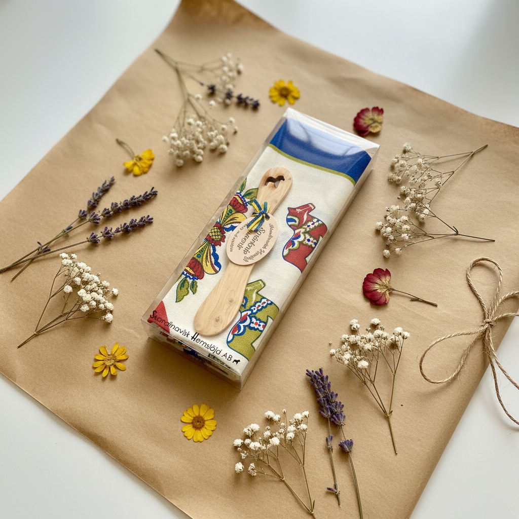 【スカンジナビスク・ヘムスロイド/Skandinavisk Hemslojd】プレゼントパック/キッチンタオル＆バターナイフセット