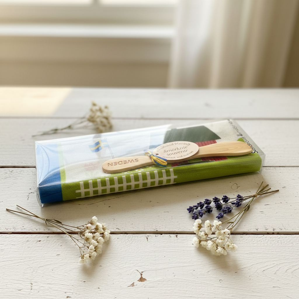 【スカンジナビスク・ヘムスロイド/Skandinavisk Hemslojd】プレゼントパック/キッチンタオル＆バターナイフセット